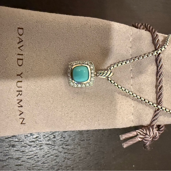 David Yurman Silver Necklace with Turquoise and Diamond Accents - Picture 4 of 6